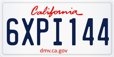 CA license plate 6XPI144