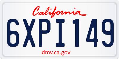 CA license plate 6XPI149