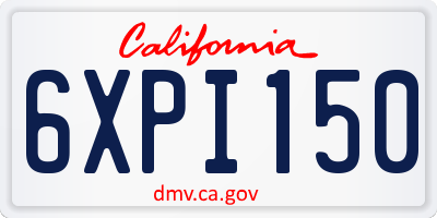CA license plate 6XPI150