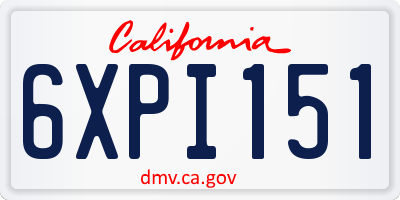 CA license plate 6XPI151