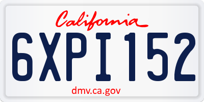 CA license plate 6XPI152