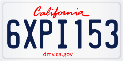 CA license plate 6XPI153