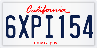 CA license plate 6XPI154