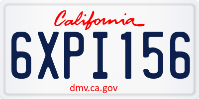 CA license plate 6XPI156