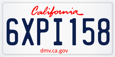CA license plate 6XPI158