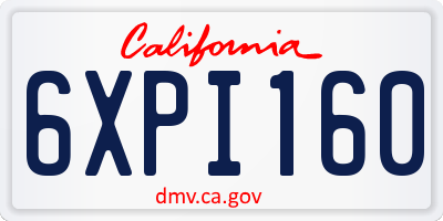 CA license plate 6XPI160