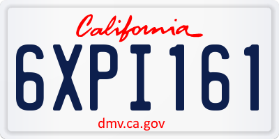 CA license plate 6XPI161