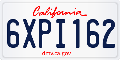 CA license plate 6XPI162