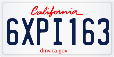 CA license plate 6XPI163