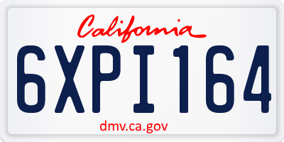 CA license plate 6XPI164