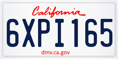 CA license plate 6XPI165