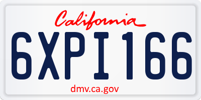 CA license plate 6XPI166