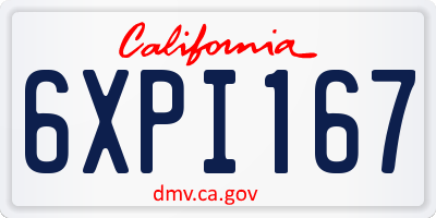 CA license plate 6XPI167