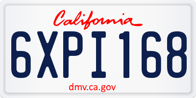 CA license plate 6XPI168