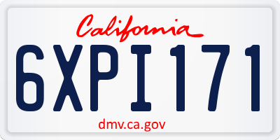 CA license plate 6XPI171