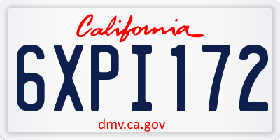 CA license plate 6XPI172