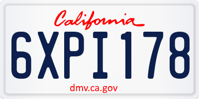 CA license plate 6XPI178