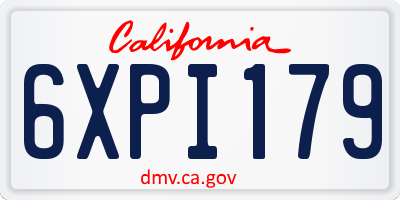 CA license plate 6XPI179