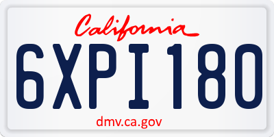 CA license plate 6XPI180