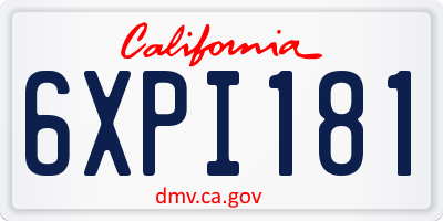 CA license plate 6XPI181