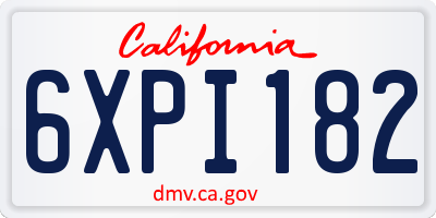 CA license plate 6XPI182