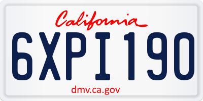 CA license plate 6XPI190