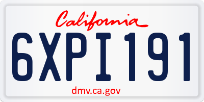 CA license plate 6XPI191