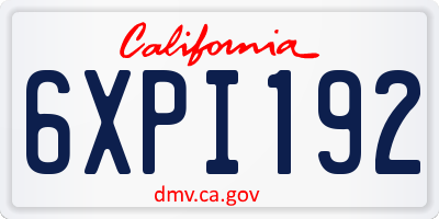 CA license plate 6XPI192