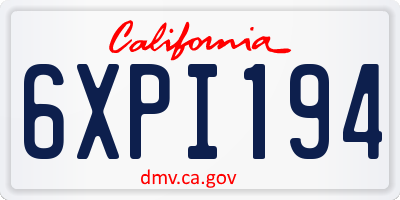 CA license plate 6XPI194