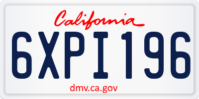 CA license plate 6XPI196