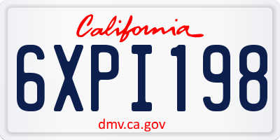 CA license plate 6XPI198