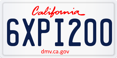 CA license plate 6XPI200