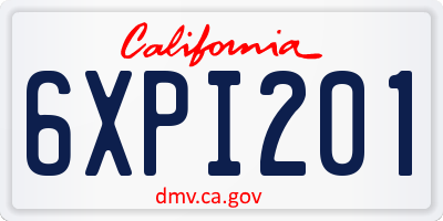 CA license plate 6XPI201