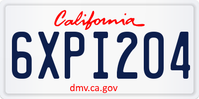 CA license plate 6XPI204