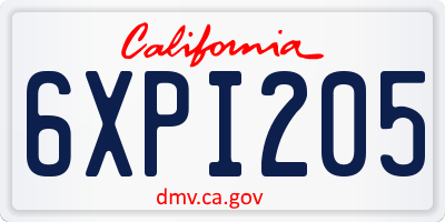 CA license plate 6XPI205