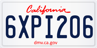 CA license plate 6XPI206