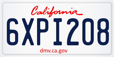 CA license plate 6XPI208