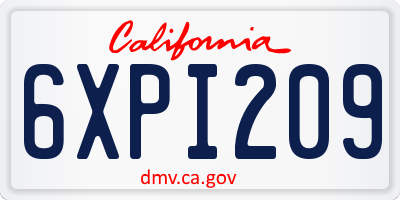 CA license plate 6XPI209