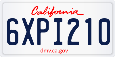 CA license plate 6XPI210