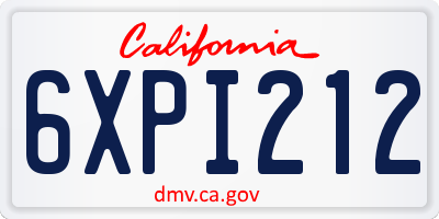 CA license plate 6XPI212