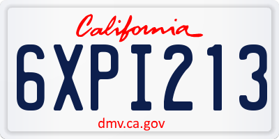CA license plate 6XPI213