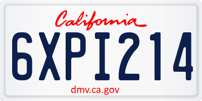 CA license plate 6XPI214