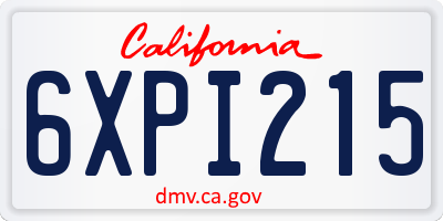 CA license plate 6XPI215