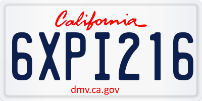 CA license plate 6XPI216