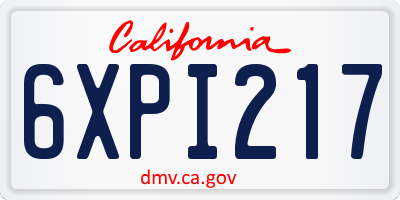 CA license plate 6XPI217