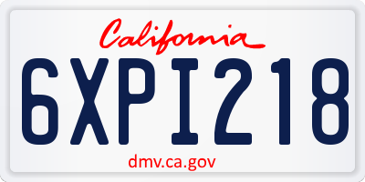 CA license plate 6XPI218