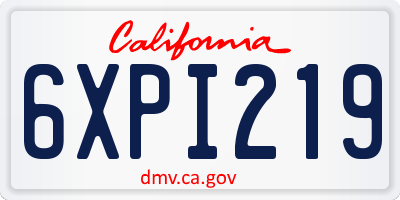 CA license plate 6XPI219