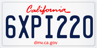CA license plate 6XPI220