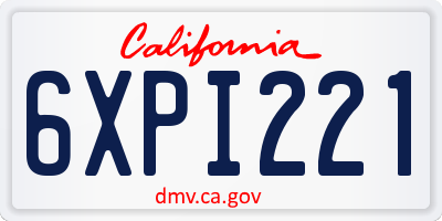 CA license plate 6XPI221