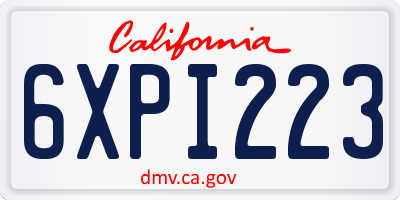 CA license plate 6XPI223